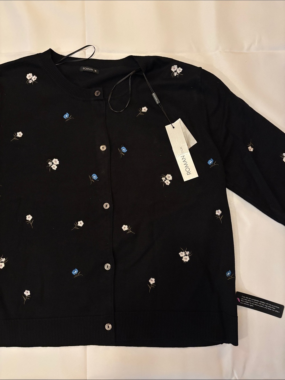 Roman Black Floral Embroidered Knit Cardigan - Picture 4 of 9